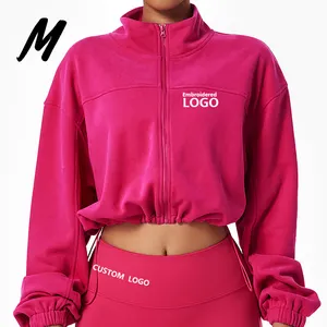 Custom Logo Cotton Solid Color Jacket Casual Ladies Fitness Wear Loose Long Sleeve High Quality Hoodie Sweatshirts For Women