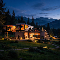 Capsule spatiale de luxe modulaire préfabriquée et mobile avec grande fenêtre panoramique pour projets de villégiature, d'hébergement et de glamping