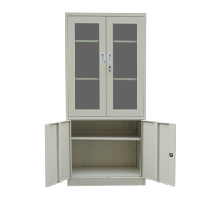 <span class=keywords><strong>Armoire</strong></span> <span class=keywords><strong>de</strong></span> <span class=keywords><strong>rangement</strong></span> <span class=keywords><strong>métallique</strong></span> moderne à 2 portes battantes, meuble <span class=keywords><strong>de</strong></span> classement en acier à 5 niveaux avec vitrine en verre, multi-usages pour bureaux, écoles et hôpitaux - Product Image 2