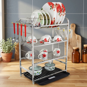 Nuevo Escurridor de Platos de Acero Inoxidable de 4 Niveles Arrow con Soporte para Tazas y Cucharas, Escurridor de Cocina de 18 Pulgadas - Product Image 4