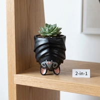 Taza Novedosa con Forma de Murciélago, Taza de Regalo Creativa 3D de Resina con Diseño de Animal de Dibujos Animados, Negra y Rosa