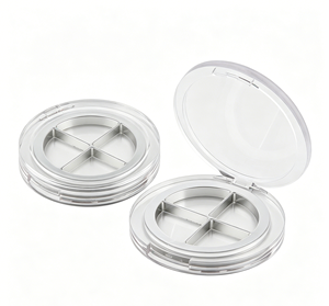 Paleta de sombras de ojos vacía de 4 compartimentos, transparente, con tapa abatible, para maquillaje. - Product Image 2