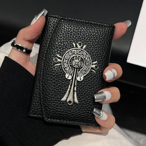 กระเป๋าสตางค์ฮิปฮอปทันสมัย CH แบบพกพาสำหรับผู้ชาย กระเป๋าเงินพังก์ลายกากบาท กระเป๋าใส่เหรียญขนาดเล็ก กระเป๋าป้องกันการโจรกรรม กระเป๋าสตางค์ดีไซน์หรูหรา แคตตาล็อกกระเป๋าสตางค์ - Product Image 2