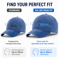 Casquette de baseball XXL personnalisable avec logo, 68 cm, coupe oversize profonde, 100 % coton sergé, boucle argentée en cuivre, réglable, unisexe, style Dad Hat