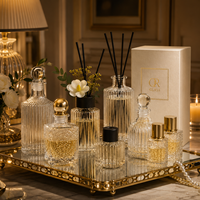 Diffuseur de parfum d'ambiance de luxe 50ml 100ml 150ml avec bouchon et petit vase, à base d'huiles essentielles et de fleurs séchées naturelles