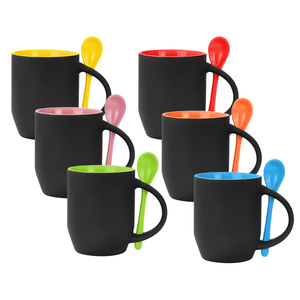 11oz thăng hoa cốc màu đen ma thuật bên trong màu thay đổi màu gốm <span class=keywords><strong>Mug</strong></span> với muỗng cho in nhiệt tự làm quà tặng - Product Image 1