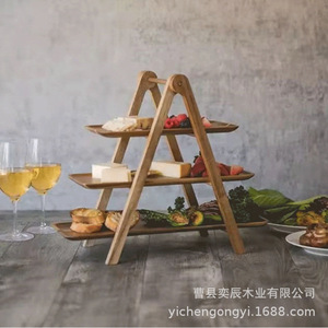 Wooden Dessert Stand 3 Tier Triangle Shape Desktop Food Storage Rack For Parties And Picnics - Product Image 2