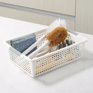 Multipurpose Household PP Hollow Storage Basket Bathrooms Cabinet Kitchen Plastic Storage Basket With Handle