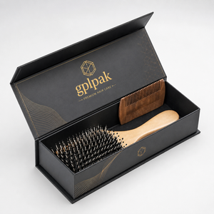Boîte d'emballage de luxe personnalisée en forme de livre avec couvercle magnétique à rabat, en carton <span class=keywords><strong>rigide</strong></span>, pour brosse à cheveux, boîte cadeau - Product Image 1