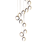 Lampe suspendue LED de luxe moderne noir perle avec hauteur réglable pour hôtels pour application de lustre d'escalier de hauts plafonds