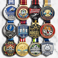 Concevez votre propre médaille de football 3D personnalisée en alliage de zinc avec émail souple pour les jeunes, championnats et tournois, or, argent, bronze