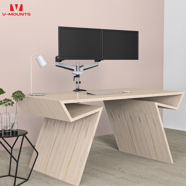 V-mounts Dual Monitor Desk Stand Full Motion Rotation Aluminum PC Arm Support 32-Inch LCD Screens in Stock