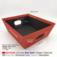 Organisateur de bureau en non-tissé rouge terre cuite avec intérieur noir et poignées ovales pour rangement professionnel au bureau