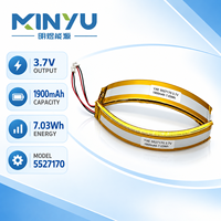 Batterie au lithium polymère incurvée personnalisée 3,7 V 1900 mAh 5527170, pack de batteries LiPo rechargeables pour casques VR et appareils portables