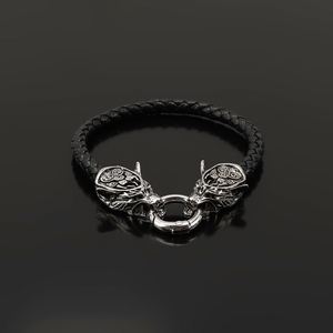 Pulsera nórdica vikinga retro personalizada con cabeza de lobo, pulsera vikinga de cuero tejida, pulsera para mujer, pulsera moderna para hombre - Product Image 4