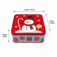 Boîte cadeau en métal personnalisée pour les fêtes, contenants ronds et carrés avec couvercle imprimé pour l'emballage de biscuits, bonbons, gâteaux, impression de logo OEM