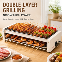3-in-1 Koreanischer Barbecue-Grill mit Netz & Antihaftbeschichteter Abnehmbarer Platte und Magnetstreifen, Rauchfreier Koreanischer BBQ-Grill für Küche und Party