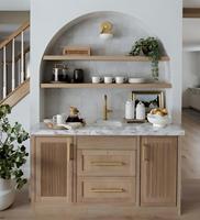 CBMMart Personnalisé Simple Français Ouvert Éclairage Verre Rangement du Vin Salle à Manger Armoire Modulaire de Cuisine Meuble Table à Café
