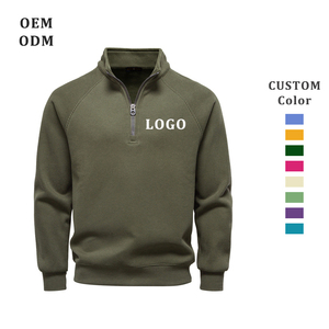 Nuova <span class=keywords><strong>Felpa</strong></span> Autunnale da <span class=keywords><strong>Uomo</strong></span> Stile Sportivo con Mezza Zip e Collo Alto, Misto Poliestere/Cotone, Maniche Raglan, Vestibilità Comoda - Product Image 1
