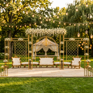 Victorian Style Wedding Stage Golden Metal <b>Arch</b> <b>Frame</b> Luxury Modern Design New Arrival Customizable Size Color Wedding Events - Product Image 5