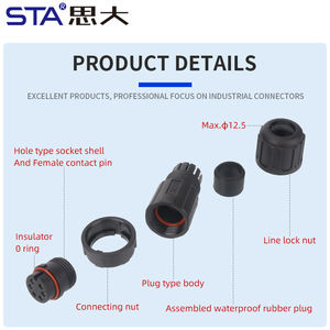 E16 авиационный штекер высокопроизводительный инженер пластиковый водонепроницаемый IP67 байонетный припой женский прямой соединительный провод 2p - Product Image 2