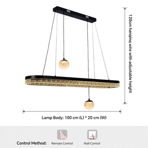 Lustre moderne de luxe rectangulaire en acrylique avec lumières sphériques pour salle à manger, cloche botanique, éclairage décoratif - Product Image 2