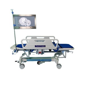 Chariot médical d'urgence PingAnYongTai pour hôpital, chariot de transfert médical électrique à hauteur réglable avec roues à frein - Product Image 5