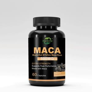 Capsules de poudre de racine de maca biologique avec extrait de racine de maca péruvienne noire, rouge et jaune, complément alimentaire - Product Image 1
