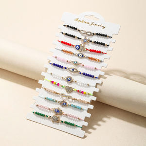 Ensemble de bracelets tissés pour enfants Songfu, tendance arc-en-ciel <span class=keywords><strong>licorne</strong></span>, style européen et américain, avec perles et yeux de cœur, bijoux pour filles - Product Image 1