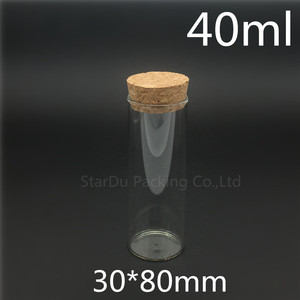40ml clear Glass Tube With <strong>Cork</strong> Stopper Clasp <strong>Cork</strong> <strong>Bottle</strong> 30*80mm test Tube - Product Image 3