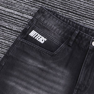 <span class=keywords><strong>Pantaloncini</strong></span> da uomo pesanti <span class=keywords><strong>neri</strong></span> lavati con acido <span class=keywords><strong>pantaloncini</strong></span> da uomo ricamati su misura Jorts 12-14 Oz Coton Denim da uomo - Product Image 3