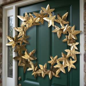 Guirnalda Metálica Estrella Dorada, Flores Decorativas Hechas a Mano, Estilo Glamuroso Sin Iluminación, Guirnalda Navideña - Product Image 5