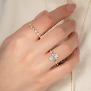 トレンドデザインIGI GIA認定HPHT CVD VVVS1ラボ成長オーバルカットダイヤモンド1CT-6CT 14K 18Kソリッドゴールドジュエリーエンゲージメントリング女性 - Product Image 4