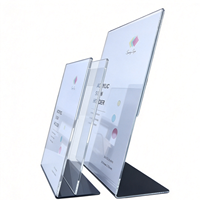 Support de menu de table en acrylique transparent, support de prix double face personnalisé avec logo pour restaurant et commerce de détail