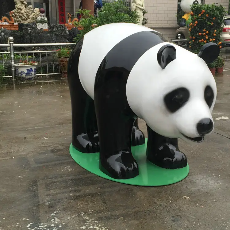 Emulationeel Glasvezel Dier Sculptuur Panda Standbeeld