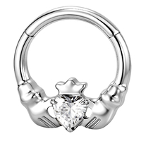 Piercing de nez en titane ASTM F136, bijou de corps tendance, design cœur CZ taille Asscher, style punk, cadeau de mariage et de fiançailles