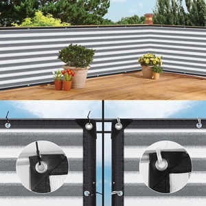Voile d'ombrage rayé en HDPE <span class=keywords><strong>avec</strong></span> œillets pour terrasse extérieure, balcon, clôture, protection UV, <span class=keywords><strong>brise</strong></span>-<span class=keywords><strong>vent</strong></span> de jardin - Product Image 4