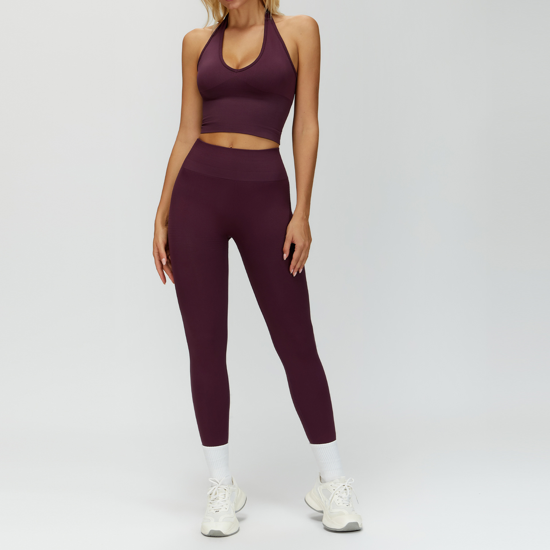 top1+legging-plum wine red