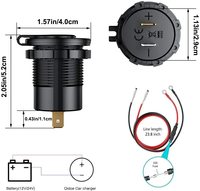 Tomas de corriente USB 12V -24V PD y QC3.0 con voltímetro colorido e interruptor