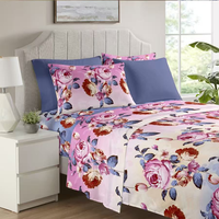Ensemble de draps ajustés imprimés floraux 6 pièces emballés en cadeau, ensemble de draps ajustés imprimés colorés 6 pièces, ensemble de draps ajustés imprimés colorés taille King
