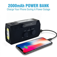 Radio solaire à manivelle 2000 mAh pour charger les téléphones portables et recevoir des alertes météo AM/FM pour les situations d'urgence en cas d'ouragan