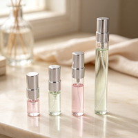 Flacon pulvérisateur fin transparent en verre, rechargeable, format voyage, pour chambre à coucher, commode, atomiseur de parfum pour femme