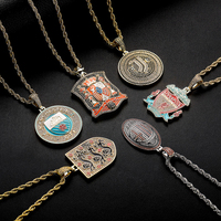 Collier pendentif hip-hop personnalisé en cuivre et zircon de haute qualité pour équipe nationale de football, avec chaîne en corde, vente en gros