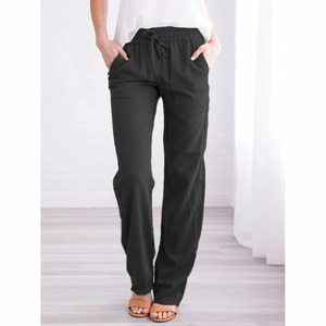 <span class=keywords><strong>Pantaloni</strong></span> Vintage da Donna in Cotone e <span class=keywords><strong>Lino</strong></span> con Coulisse, Vita Elastica, Tinta Unita, Casual, Larghi, Gamba Dritta, Traspiranti - Product Image 5