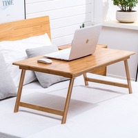 Bureau d'ordinateur portable pliable et réglable en bambou pour étudiants - Conception compacte pour l'étude et les repas en dortoir/à domicile