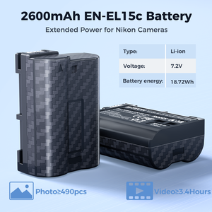 CE ROHS FCC En EL15C 2600mAh ชุดชาร์จแบตเตอรี่กล้องสำหรับกล้อง <span class=keywords><strong>Nikon</strong></span> Z8 Z6 <span class=keywords><strong>Z7</strong></span> Z62 Z63 Z5 SLR รองรับการชาร์จอย่างรวดเร็ว PD - Product Image 3