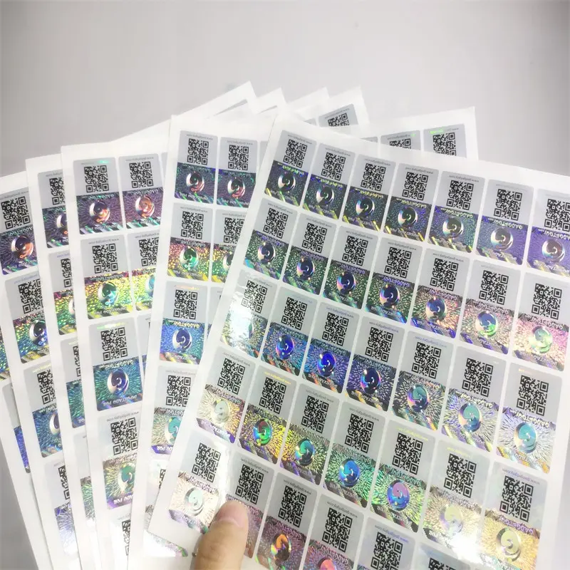 Zilver Regenboog Custom Hologram Sticker 3D Holografische Stickers Vel Papier Met Qr Code