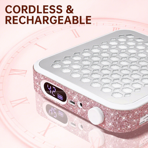 Colector de Polvo para Uñas Recargable, 6500 RPM, 650 PA, Succión Potente, Aspiradora Rosa con Brillantina para Técnicos de Uñas - Product Image 2