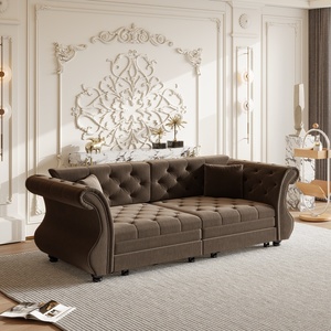 Canapé-lit Chesterfield classique de 83,8 pouces en velours, <span class=keywords><strong>convertible</strong></span> avec capitonnage floral, design intemporel, canapé-lit durable - Product Image 4