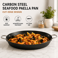 Nouvelle Arrivée Usine : Poêle à Paella en Acier Carbone Trempé 30/34/38/40cm, Sans Revêtement, Compatible Induction